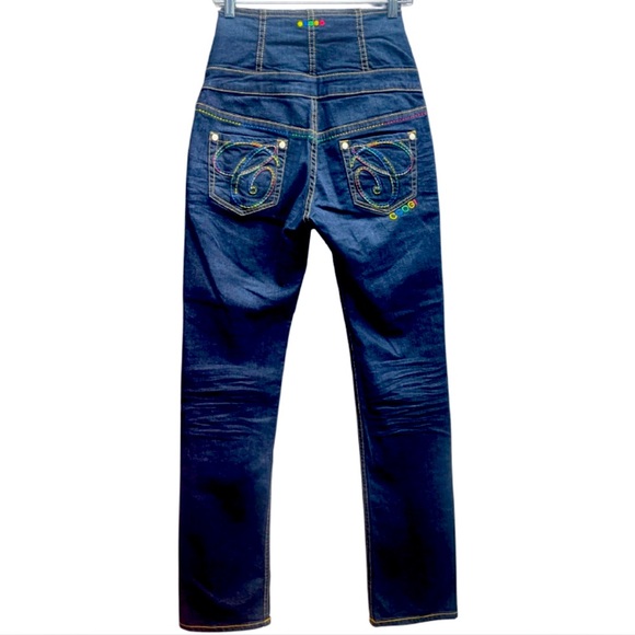Coogi 2000s Dark Wash High Rise Embroidered Straight Leg Jeans Sz 5/6 - Picture 2 of 10